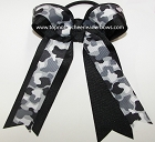 Camouflage Black Grey Ponytail Bow