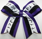 Gymnastics Purple Black Glitter Cheer Bow