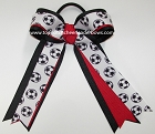 Soccer Red Black Ponytail Bow