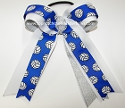 Volleyball Royal Blue Silver White Ponytail Bow 