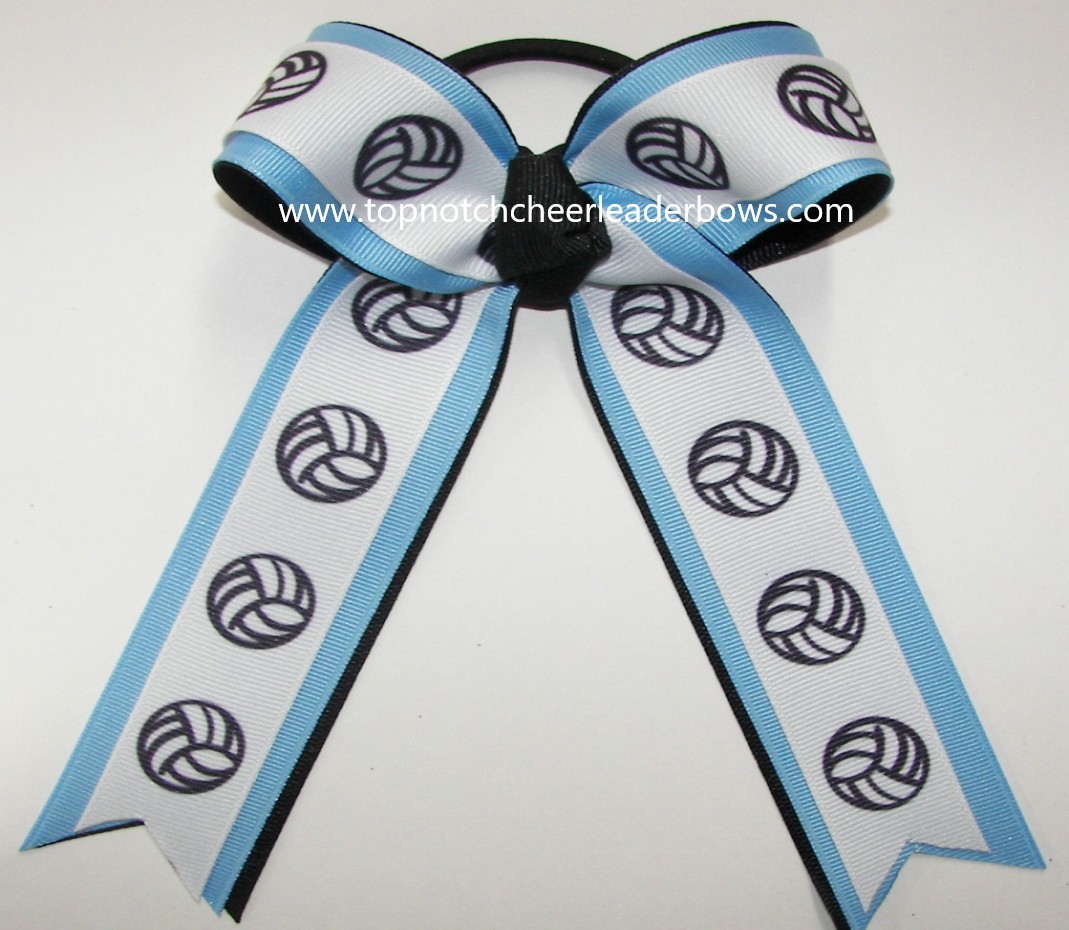 Volleyball Blue Black Ponytail Bow