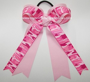 Camouflage Hot Pink Awareness Ponytail Bow 
