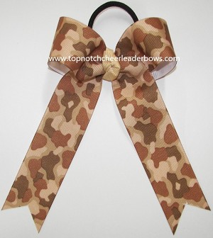 Camouflage Desert Tan Ponytail Bow 