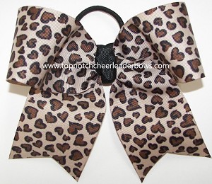 Cheetah Brown Black Tan Cheer Bow 