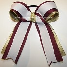 Maroon White Gold Metallic Ponytail Bow 