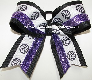 Volleyball Black Purple Glitter Ponytail Bow 