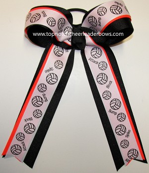 Volleyball Neon Orange Black Ponytail Bow 