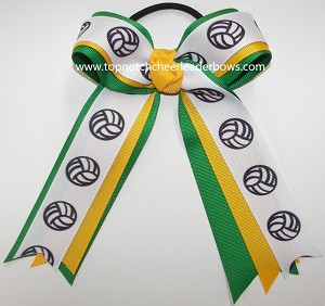 Volleyball Yellow Gold Green Ponytail Bow 