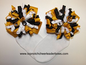 Korker Yellow Gold Black White Bow Socks 